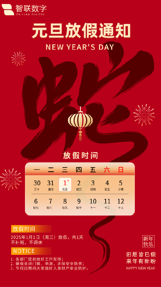 新歲序開初心同在|智聯(lián)數(shù)字祝大家元旦快樂(lè)！